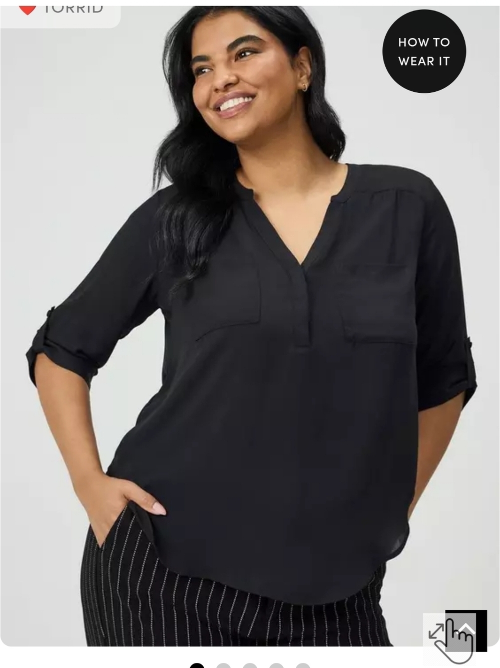 NWOT TORRID 2X Harper Georgette 3/4 Sleeve Blouse
